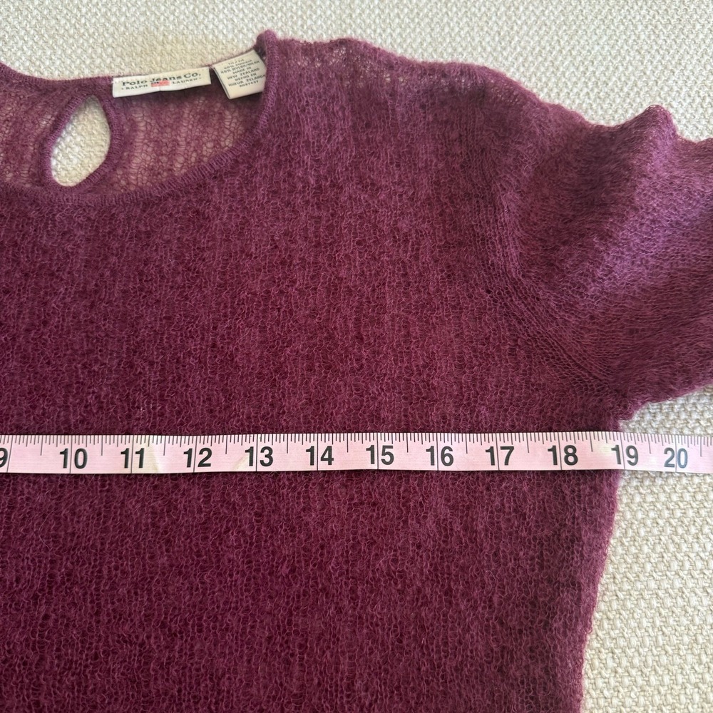 Womens Ralph Lauren Polo Jeans Co. Sweater Burgundy Size M Mohair Blend Preppy - Picture 11 of 12